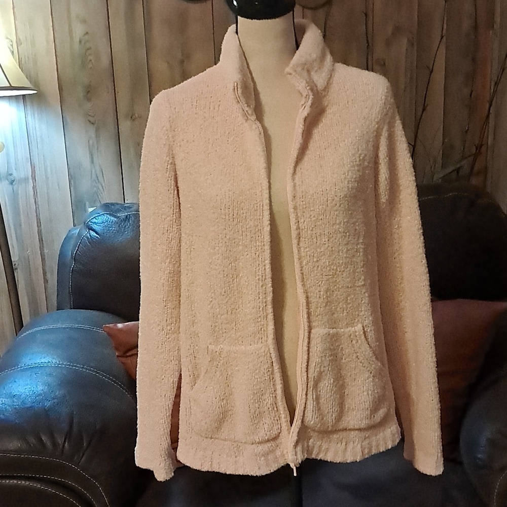 Eddie Bauer Women Pink Plush Ultra Soft Full Zippered Jacket Size L Outerwear